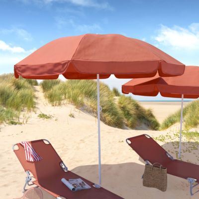 Parasol centré inclinable rond ouverture pression terracotta L.1,8m x H.1,9m GoodHome Curacao