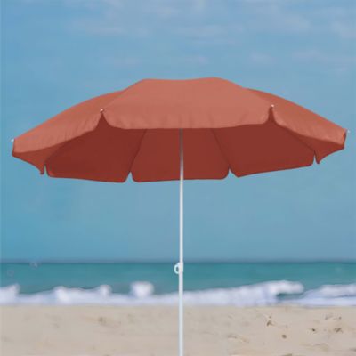 Parasol centré inclinable rond ouverture pression terracotta L.1,8m x H.1,9m GoodHome Curacao