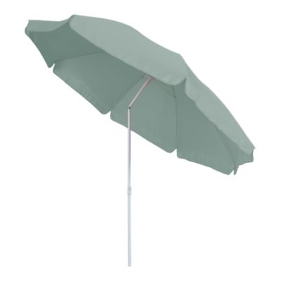 Parasol centré inclinable rond ouverture pression vert d'eau L.1,8m x H.1,9m GoodHome Curacao