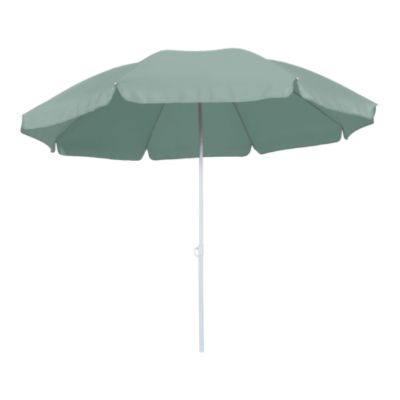 Parasol centré inclinable rond ouverture pression vert d'eau L.1,8m x H.1,9m GoodHome Curacao