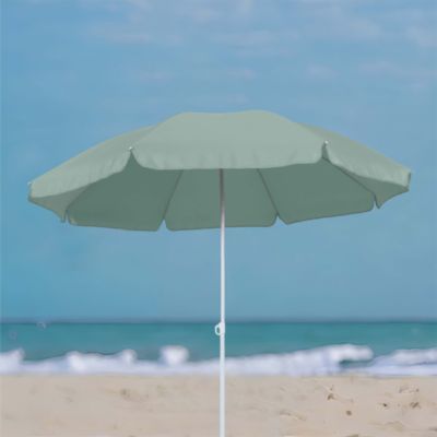 Parasol centré inclinable rond ouverture pression vert d'eau L.1,8m x H.1,9m GoodHome Curacao