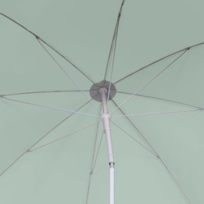 Parasol centré inclinable rond ouverture pression vert d'eau L.1,8m x H.1,9m GoodHome Curacao