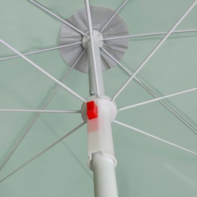 Parasol centré inclinable rond ouverture pression vert d'eau L.1,8m x H.1,9m GoodHome Curacao