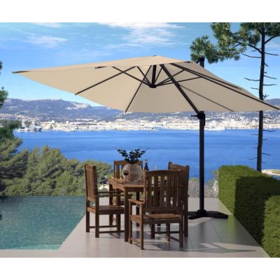 Parasol  écru déporté carré 3 x 3 m rotatif à 360 degrés PALATINO