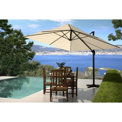 Parasol  écru déporté carré 3 x 3 m rotatif à 360 degrés PALATINO