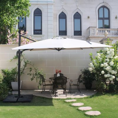 Parasol  écru déporté carré 3 x 3 m rotatif à 360 degrés PALATINO