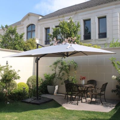Parasol  écru déporté carré 3 x 3 m rotatif à 360 degrés PALATINO