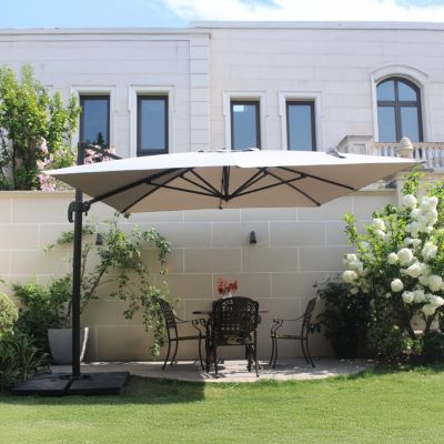 Parasol  écru déporté carré 3 x 3 m rotatif à 360 degrés PALATINO