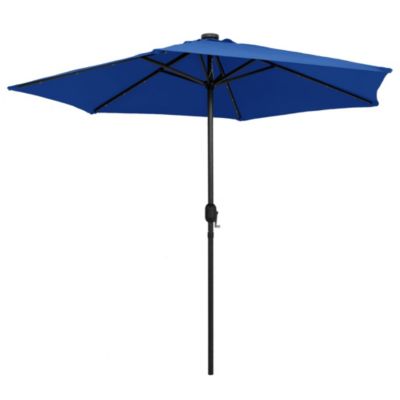Parasol d'exterieur avec led et mât aluminium bleu Helloshop26