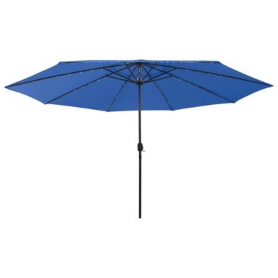 Parasol d'exterieur avec led et mât metal bleu Helloshop26