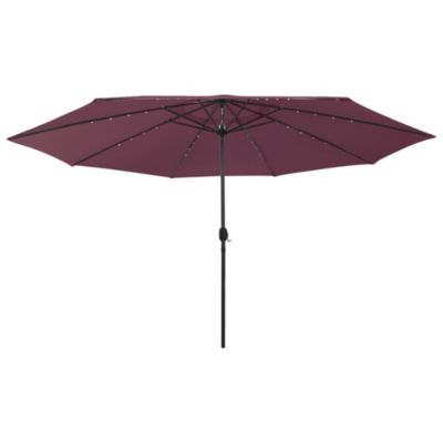 Parasol d'exterieur avec led et mât metal bordeaux Helloshop26
