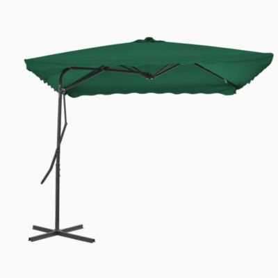 Parasol d'exterieur avec mât en acier vert Helloshop26