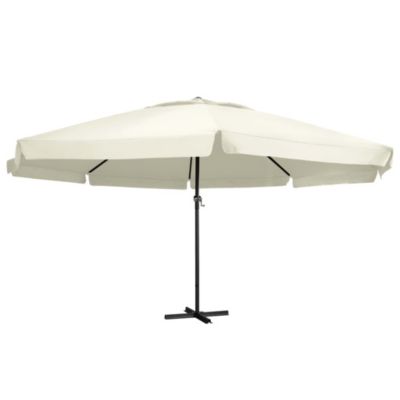 Parasol d'exterieur avec mât en aluminium aluminium blanc Helloshop26