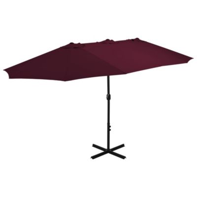 Parasol d'exterieur avec mât en aluminium aluminium bordeaux Helloshop26