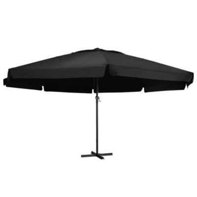 Parasol d'exterieur avec mât en aluminium aluminium noir Helloshop26