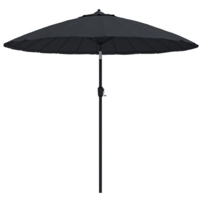 Parasol d'exterieur avec mât en aluminium aluminium noir Helloshop26