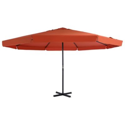 Parasol d'exterieur avec mât en aluminium aluminium orange Helloshop26