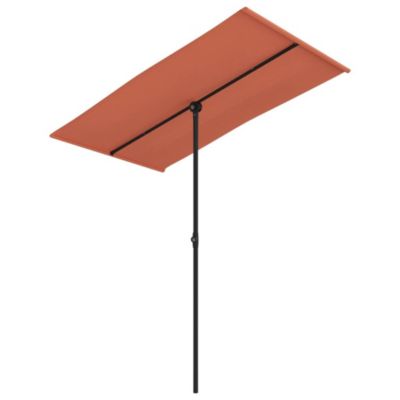 Parasol d'exterieur avec mât en aluminium aluminium orange Helloshop26