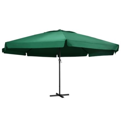 Parasol d'exterieur avec mât en aluminium aluminium vert Helloshop26