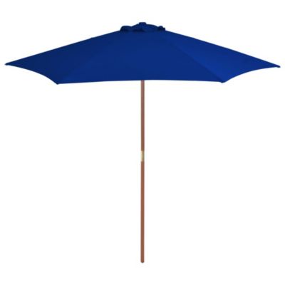 Parasol d'exterieur avec mât en bois bois bleu Helloshop26
