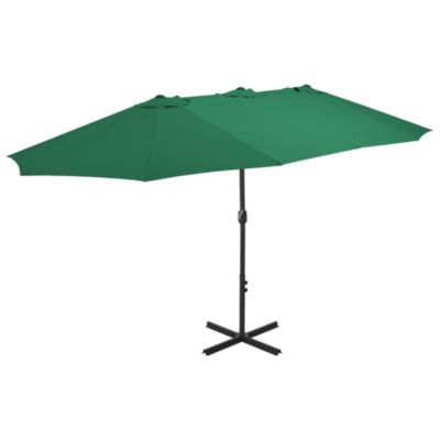 Parasol d'exterieur et mât en aluminium aluminium vert Helloshop26
