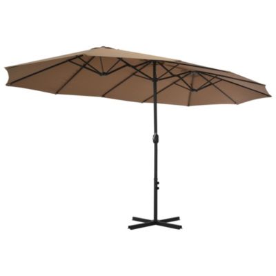 Parasol d'exterieur et poteau en aluminium aluminium taupe Helloshop26
