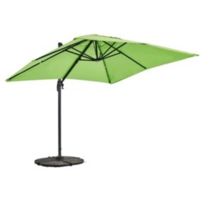 Parasol déporté 2x3 m et 4 dalles lestées aluminium vert  Oviala