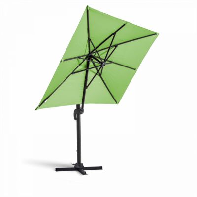 Parasol déporté 2x3 m et 4 dalles lestées aluminium vert  Oviala