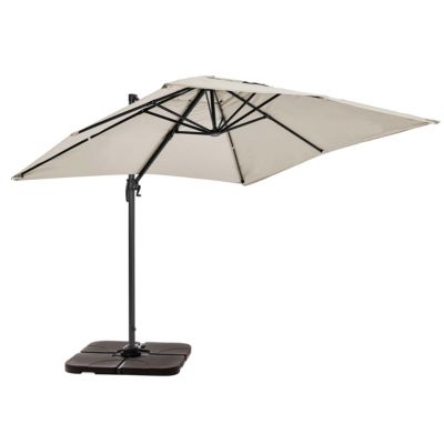 Parasol déporté 2x3 m et 4 dalles à remplir aluminium blanc  Oviala