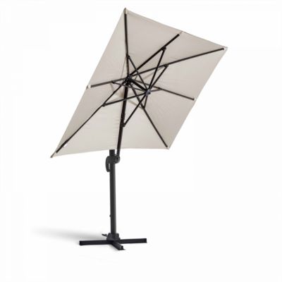 Parasol déporté 2x3 m et 4 dalles à remplir aluminium blanc  Oviala