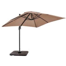 Parasol déporté 2x3 m et 4 dalles à remplir aluminium taupe  Oviala