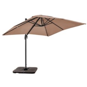 Parasol déporté 2x3 m et 4 dalles à remplir aluminium taupe  Oviala