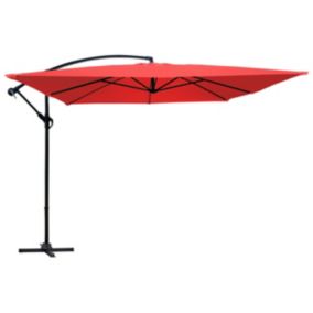 Parasol déporté 3x3m aluminium rouge  Oviala