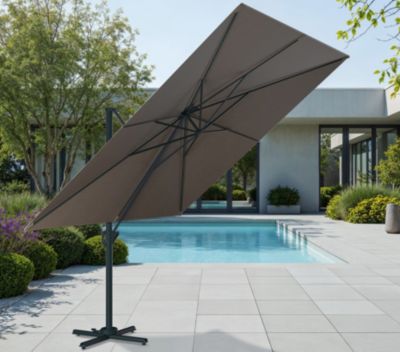 Parasol déporté 3x3m en aluminium - coloris  Anthracite