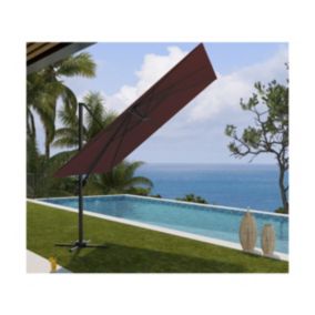 Parasol déporté 3x3m en aluminium - coloris  bordeaux