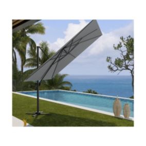 Parasol déporté 3x3m en aluminium - coloris  gris perle