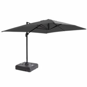 Parasol déporté 3x4m et dalle à lester sur roues aluminium gris  Oviala