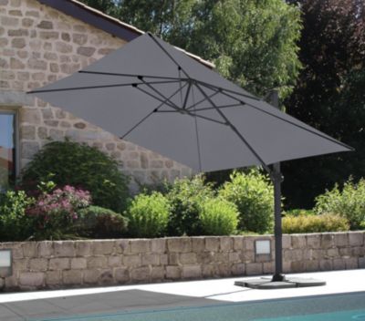 Parasol déporté 4x3m en aluminium colorisanthracite  saphir - ozalide