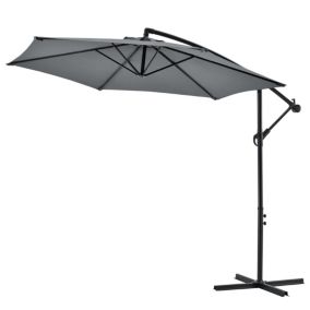 Parasol Déporté Budva Hexagonal avec Manivelle Diamètre 270 cm Gris casa.pro