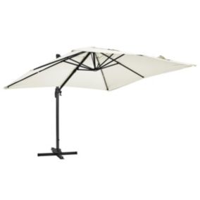 Parasol déporté carré 3 x 3m en aluminium écru