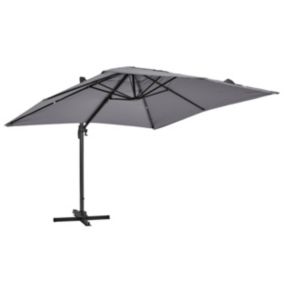 Parasol déporté carré 3 x 3m en aluminium gris