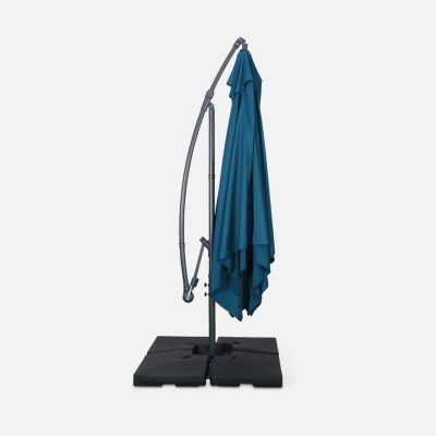 Parasol déporté carré 3x3m - Hardelot 3x3m - Bleu canard - Manivelle anti-retour , Toile déperlante , Facile à utiliser