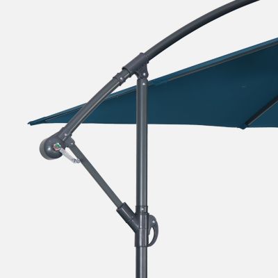 Parasol déporté carré 3x3m - Hardelot 3x3m - Bleu canard - Manivelle anti-retour , Toile déperlante , Facile à utiliser