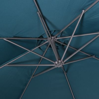 Parasol déporté carré 3x3m - Hardelot 3x3m - Bleu canard - Manivelle anti-retour , Toile déperlante , Facile à utiliser