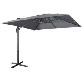 Parasol déporté carré 3x3m haut de gamme - Falgos - gris - Parasol excentré inclinable. rabattable et rotatif à 360.