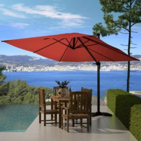 Parasol déporté carré de 3x3m rotatif à 360 degrés  terracotta PALATINO