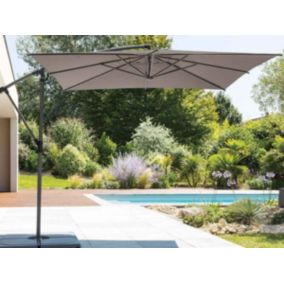 Parasol déporté carré Manoa Taupe - 2,5 x 2,5 m - Hespéride