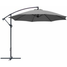 Parasol déporté Chico gris - RENDEZ VOUS DECO - 300 cm - Métal - Mât excentré - Rond