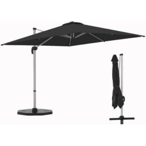 Parasol Déporté de Jardin 8 Baleines UPF50  Base Croisée Inclinable à 5 Positions & Rotatif à 360 Dégrés