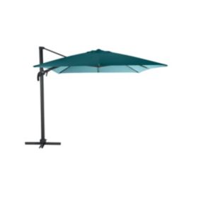 Parasol déporté et inclinable rectangule bleu canard Elea - 3 x 4 m - Hespéride